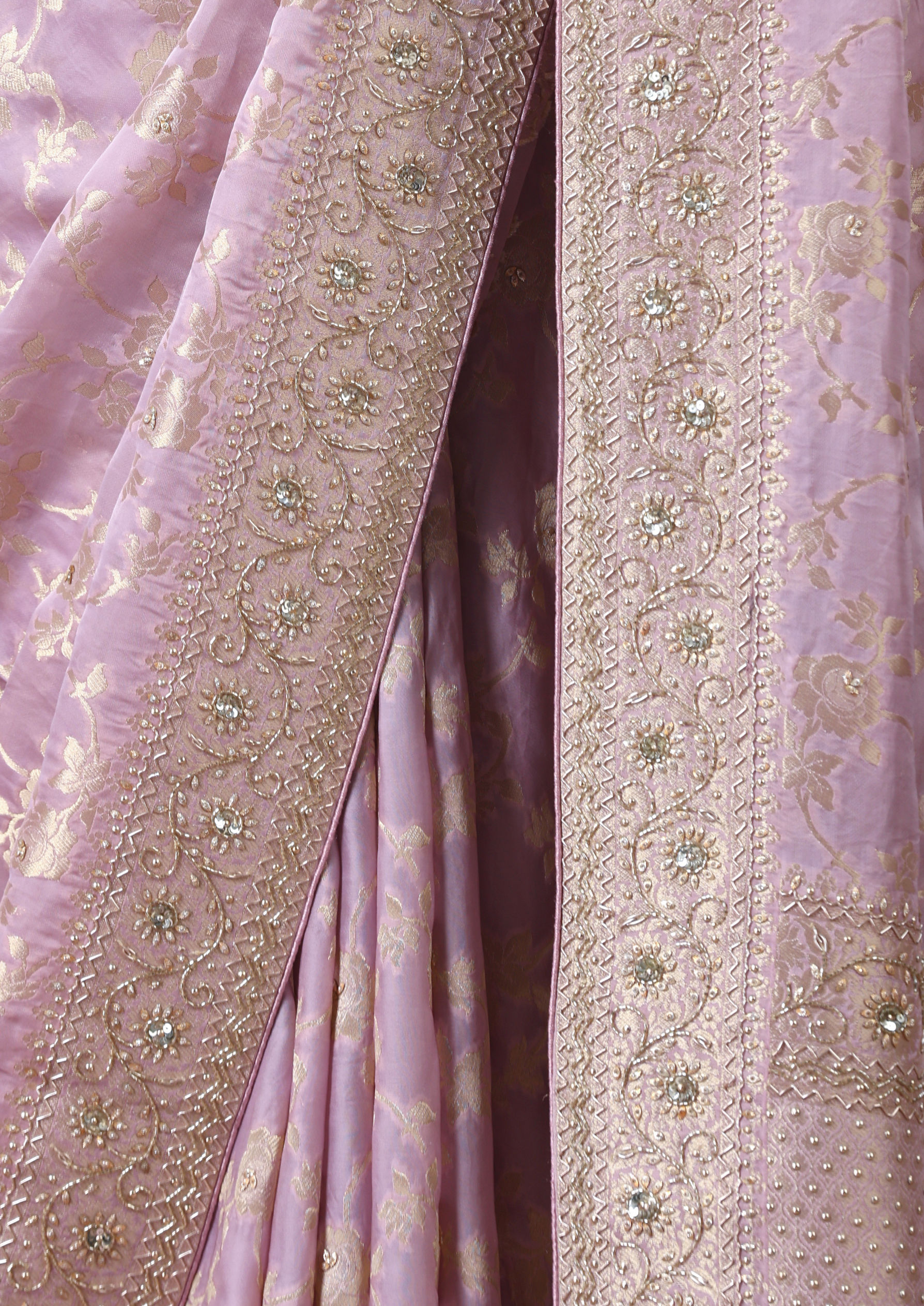 Twamev Women Lustrous Light Purple Satin Saree