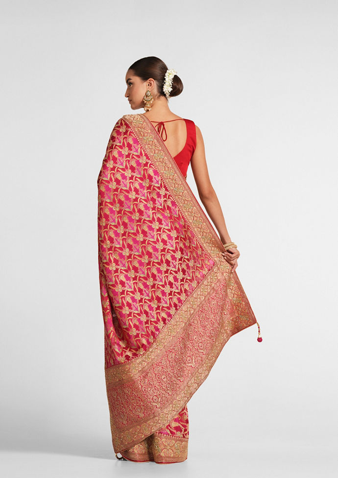 Twamev Women Rani Satin Radiance Saree