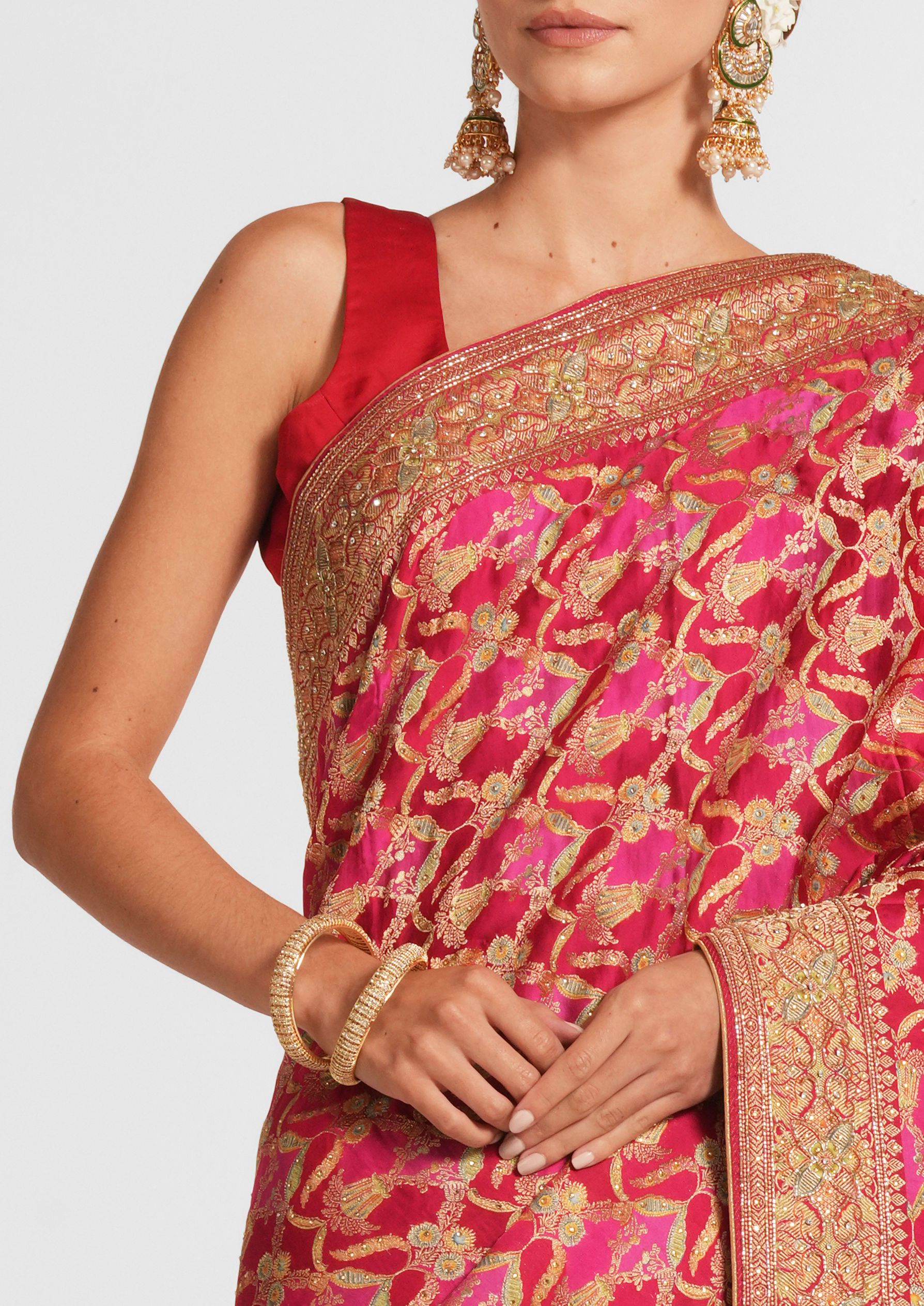 Twamev Women Rani Satin Radiance Saree