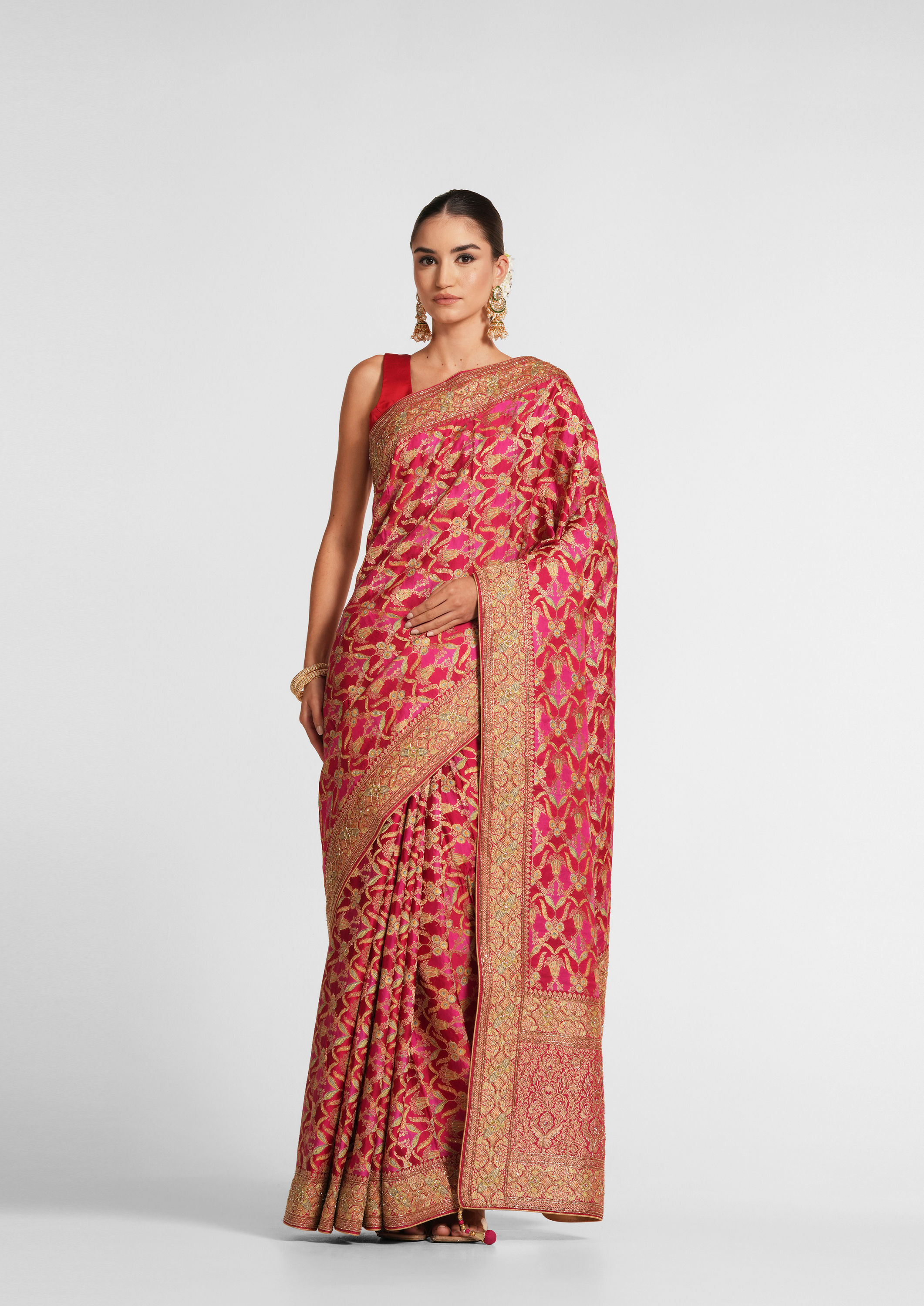 Twamev Women Rani Satin Radiance Saree
