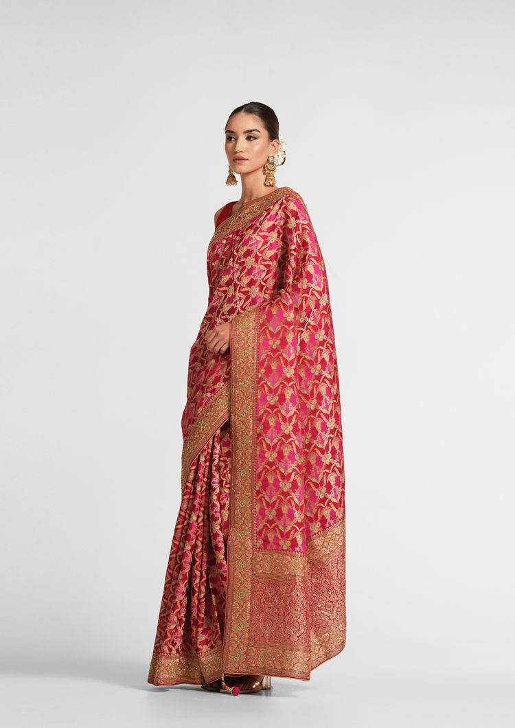 Twamev Women Rani Satin Radiance Saree
