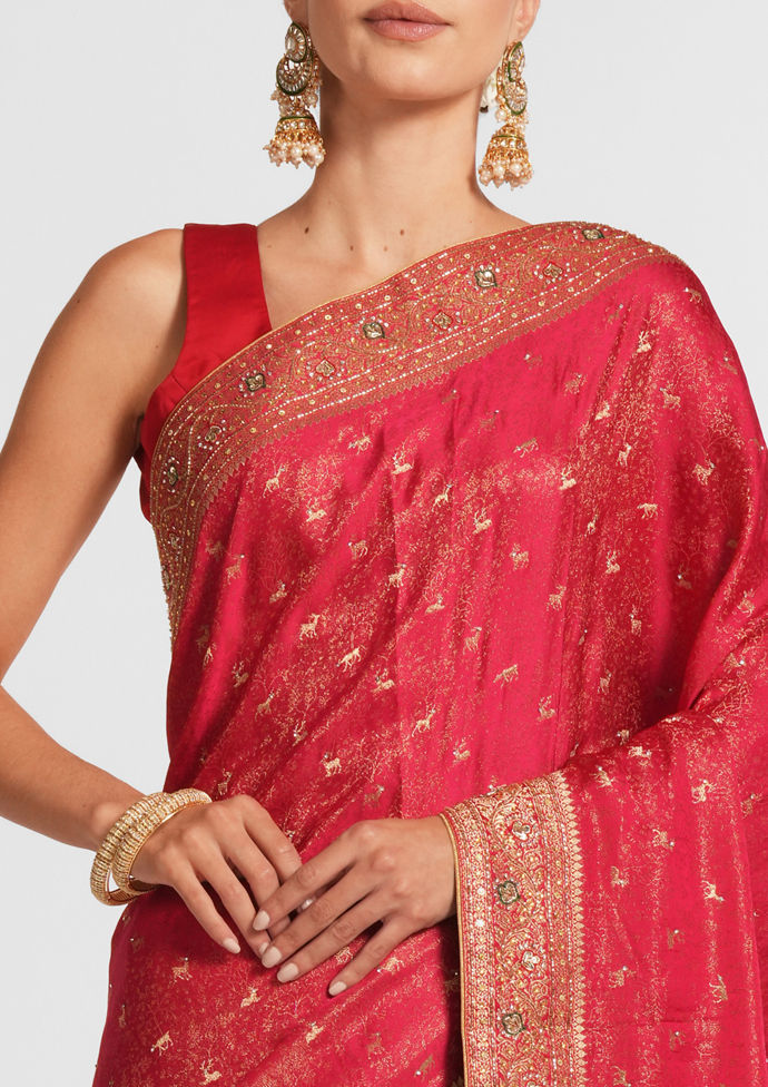Twamev Women Royal Rani Silk Festive Saree