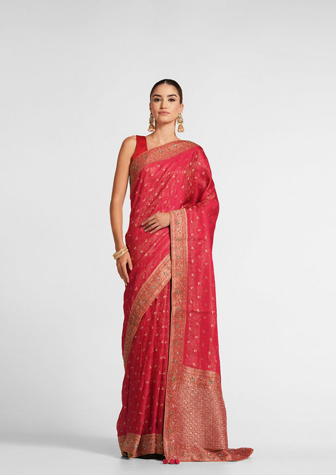 Twamev Women Royal Rani Silk Festive Saree