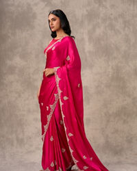 Twamev Women Ravishing Pink Satin Saree
