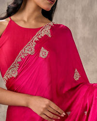 Twamev Women Ravishing Pink Satin Saree