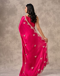 Twamev Women Ravishing Pink Satin Saree