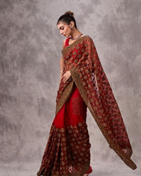 Twamev Women Garnet Radiance Net Saree