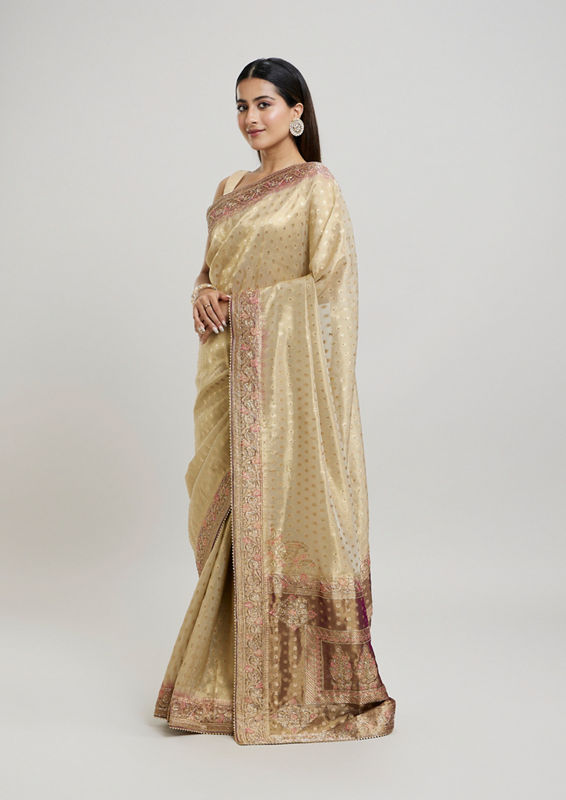 Twamev Women Purple Magic Tissue Saree