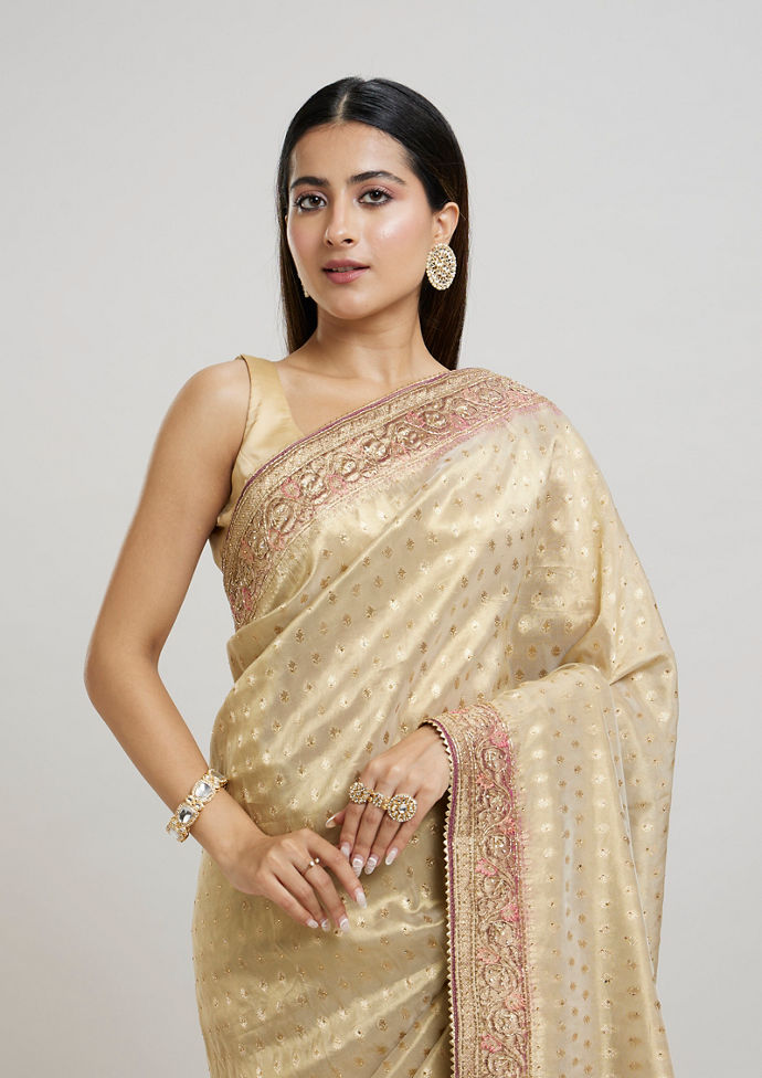 Twamev Women Purple Magic Tissue Saree