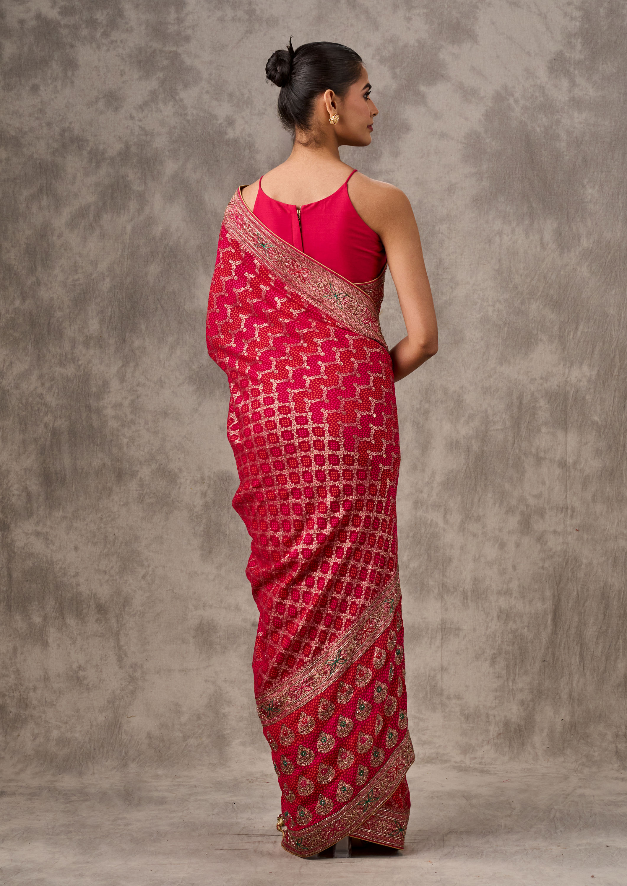 Twamev Women Twirl in Rani Pink Elegance Saree