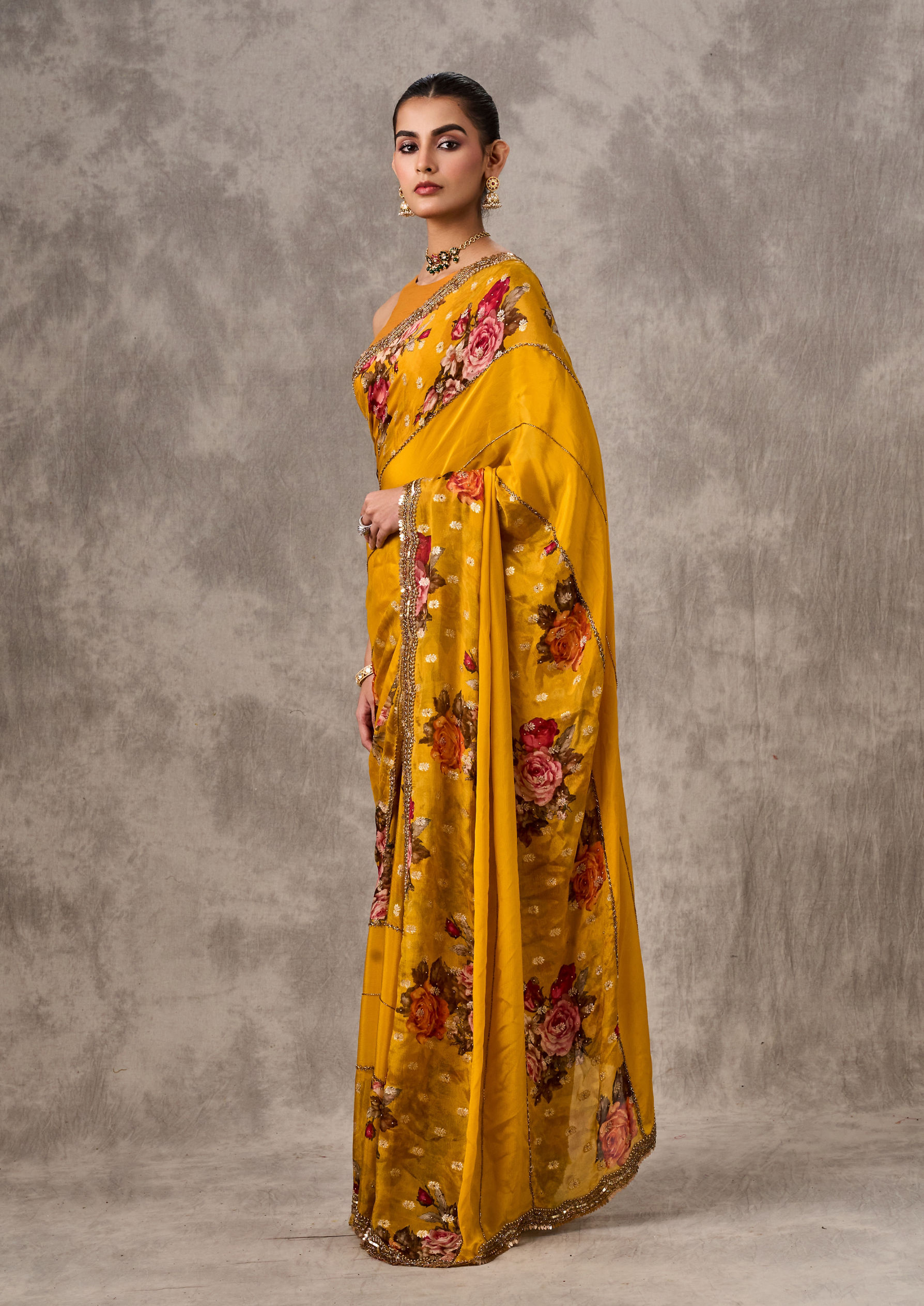 Twamev Women Sublime Mustard Yellow Saree