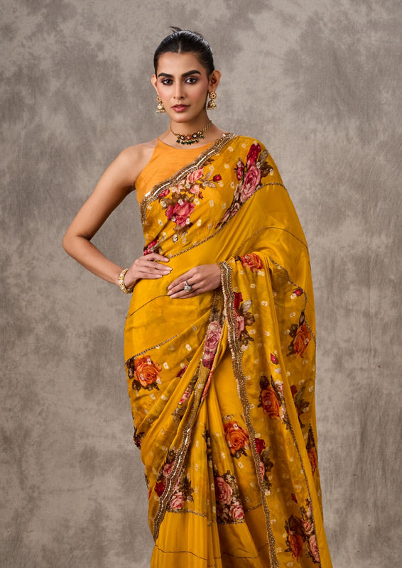 Twamev Women Sublime Mustard Yellow Saree