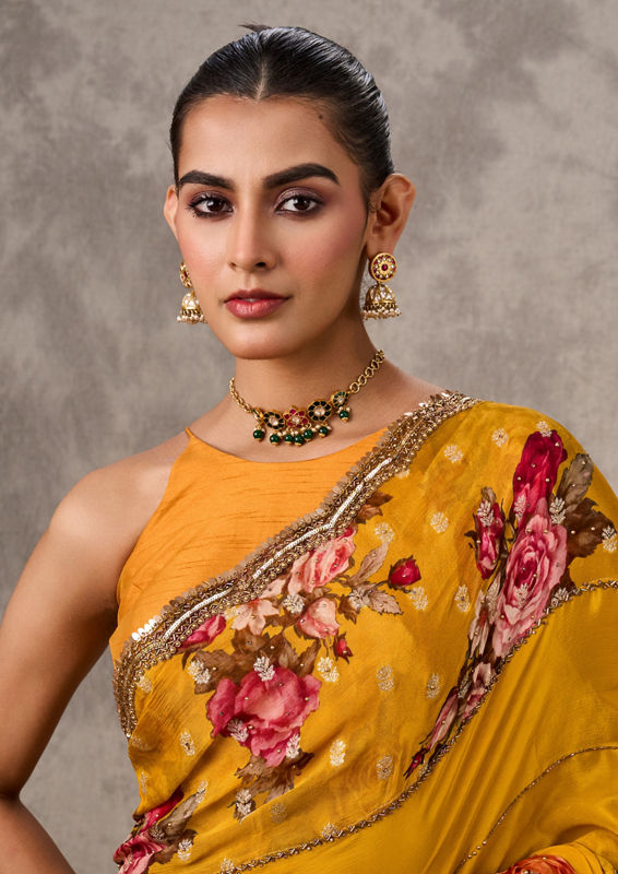 Twamev Women Sublime Mustard Yellow Saree