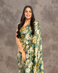 Twamev Women Light Blue Tissue Elegance Saree