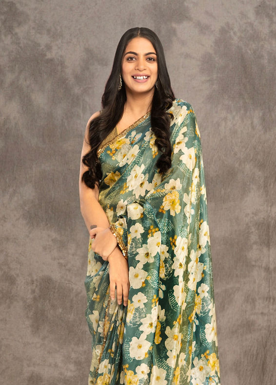 Twamev Women Light Blue Tissue Elegance Saree