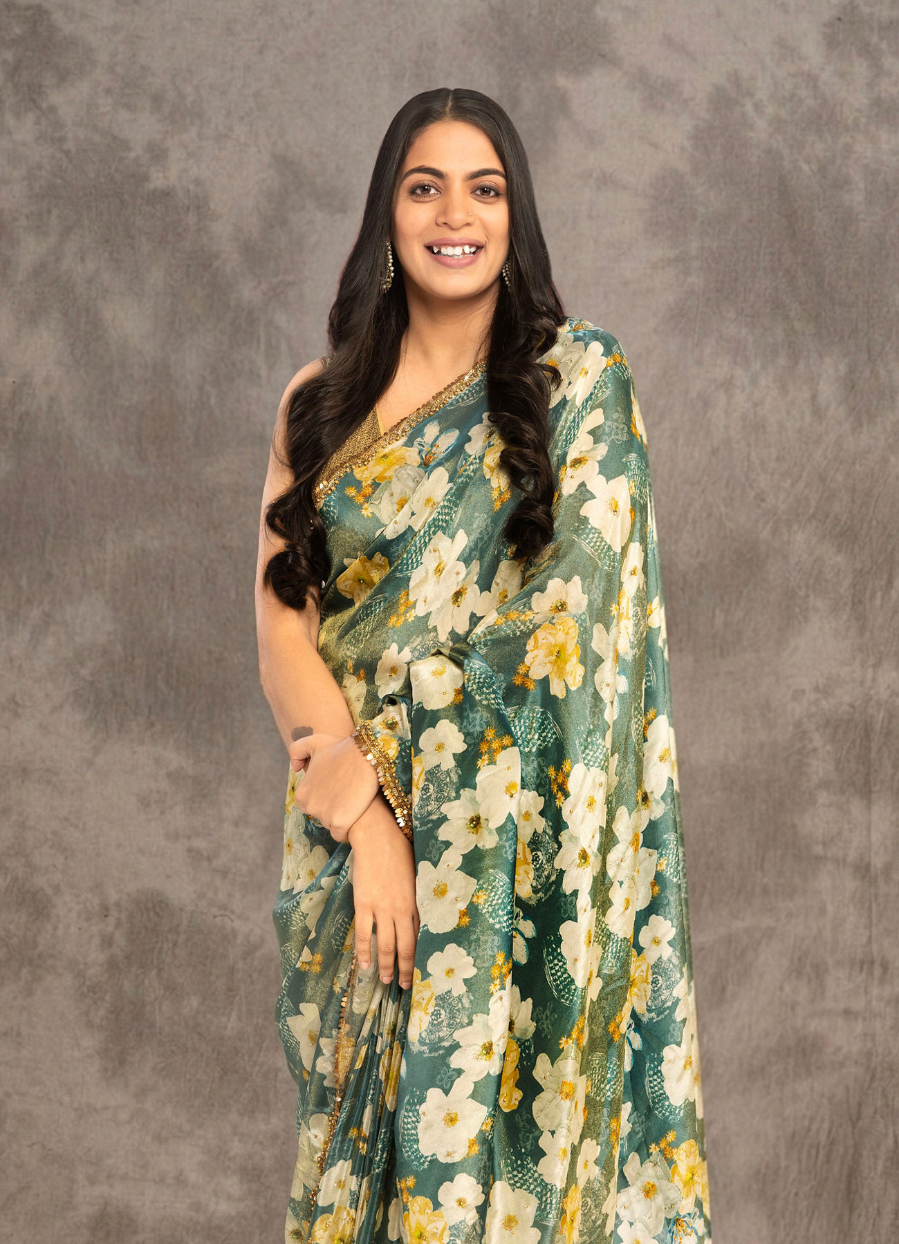 Twamev Women Light Blue Tissue Elegance Saree