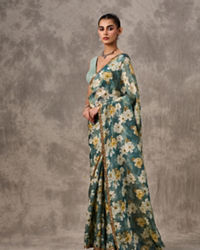 Twamev Women Light Blue Tissue Elegance Saree