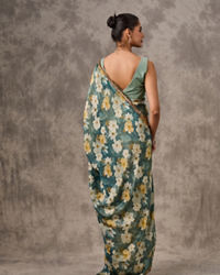 Twamev Women Light Blue Tissue Elegance Saree