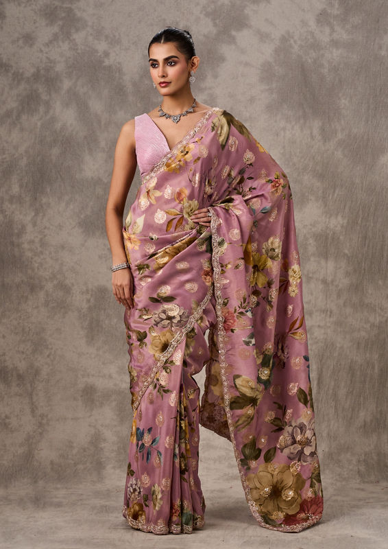 Twamev Women Purple Tissue Enchantment Saree