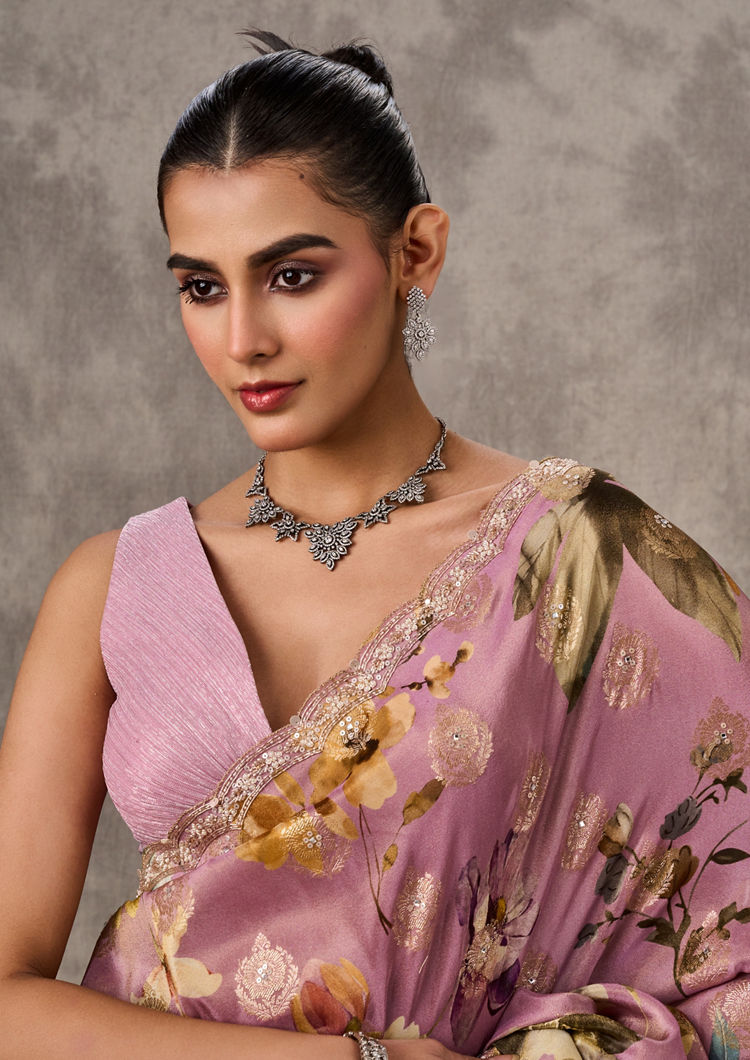 Twamev Women Purple Tissue Enchantment Saree