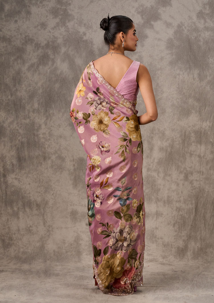 Twamev Women Purple Tissue Enchantment Saree