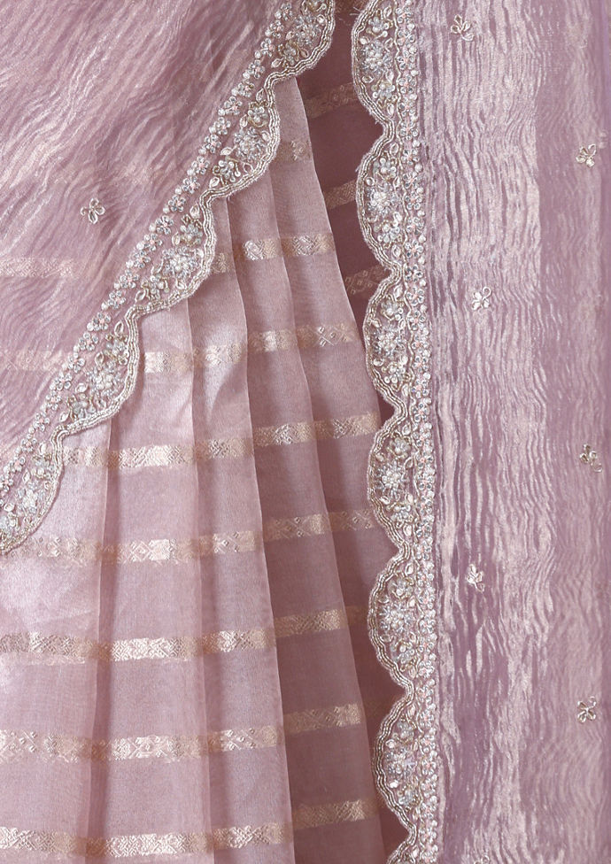 Twamev Women Sheen Purple Tissue Saree