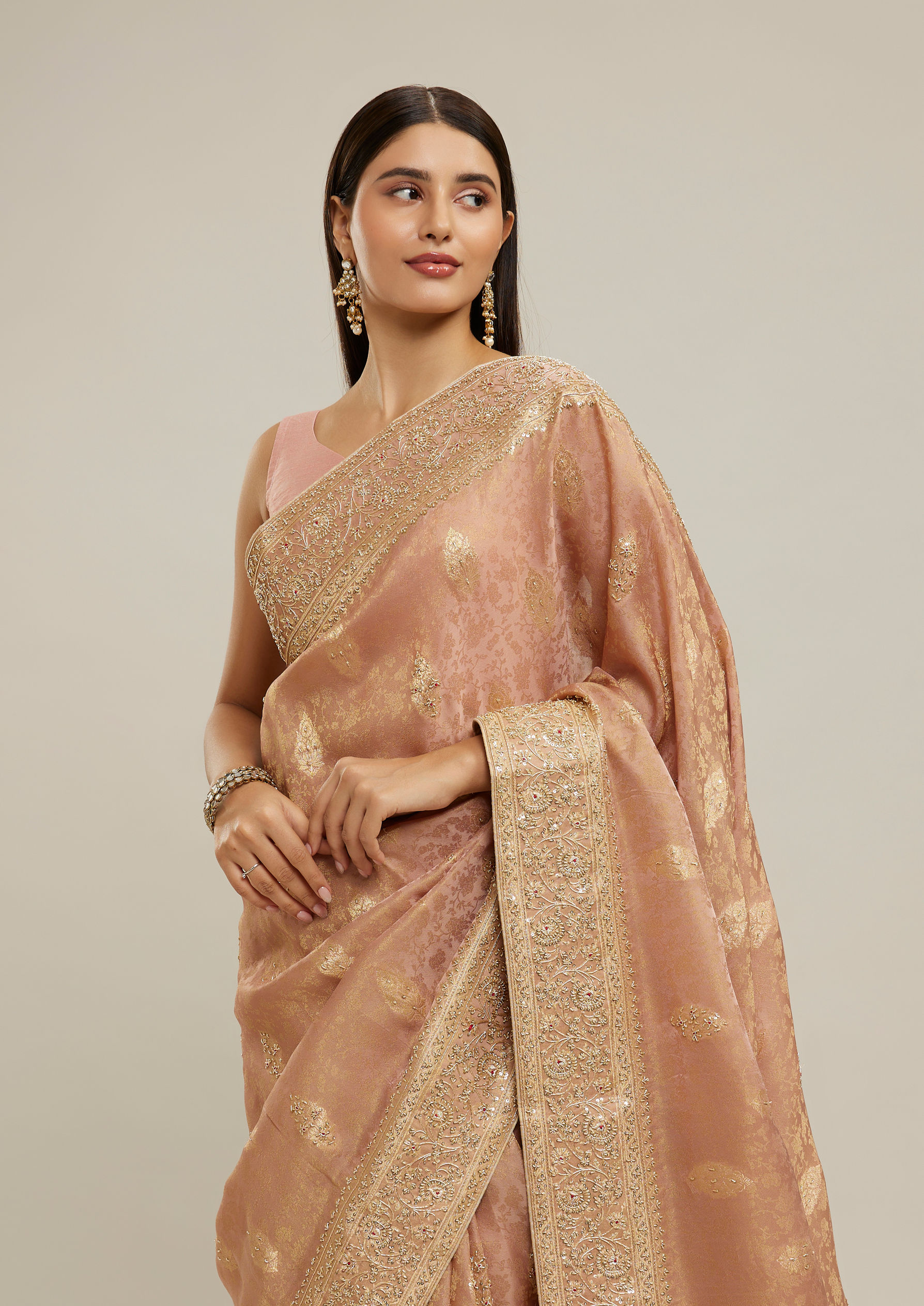 Twamev Women Majestic Purple Satin Saree