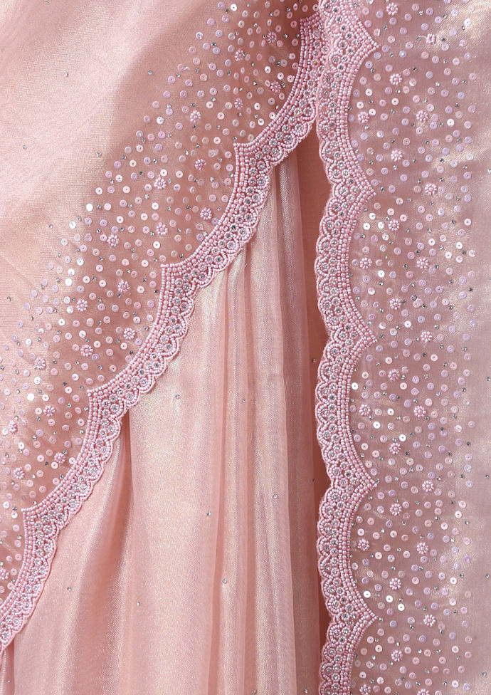 Twamev Women Subtle Luxury Pink Organza Saree