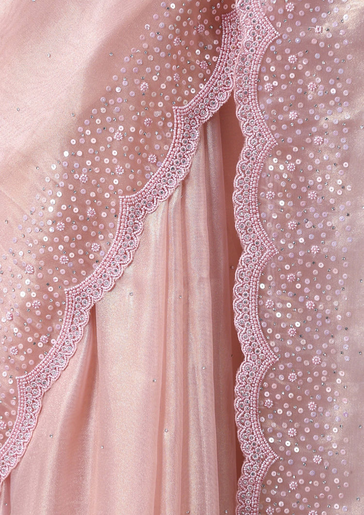 Twamev Women Subtle Luxury Pink Organza Saree