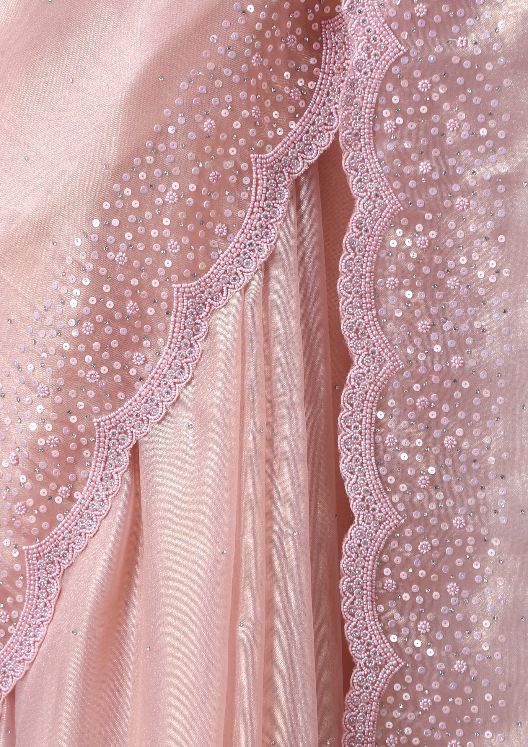 Twamev Women Subtle Luxury Pink Organza Saree