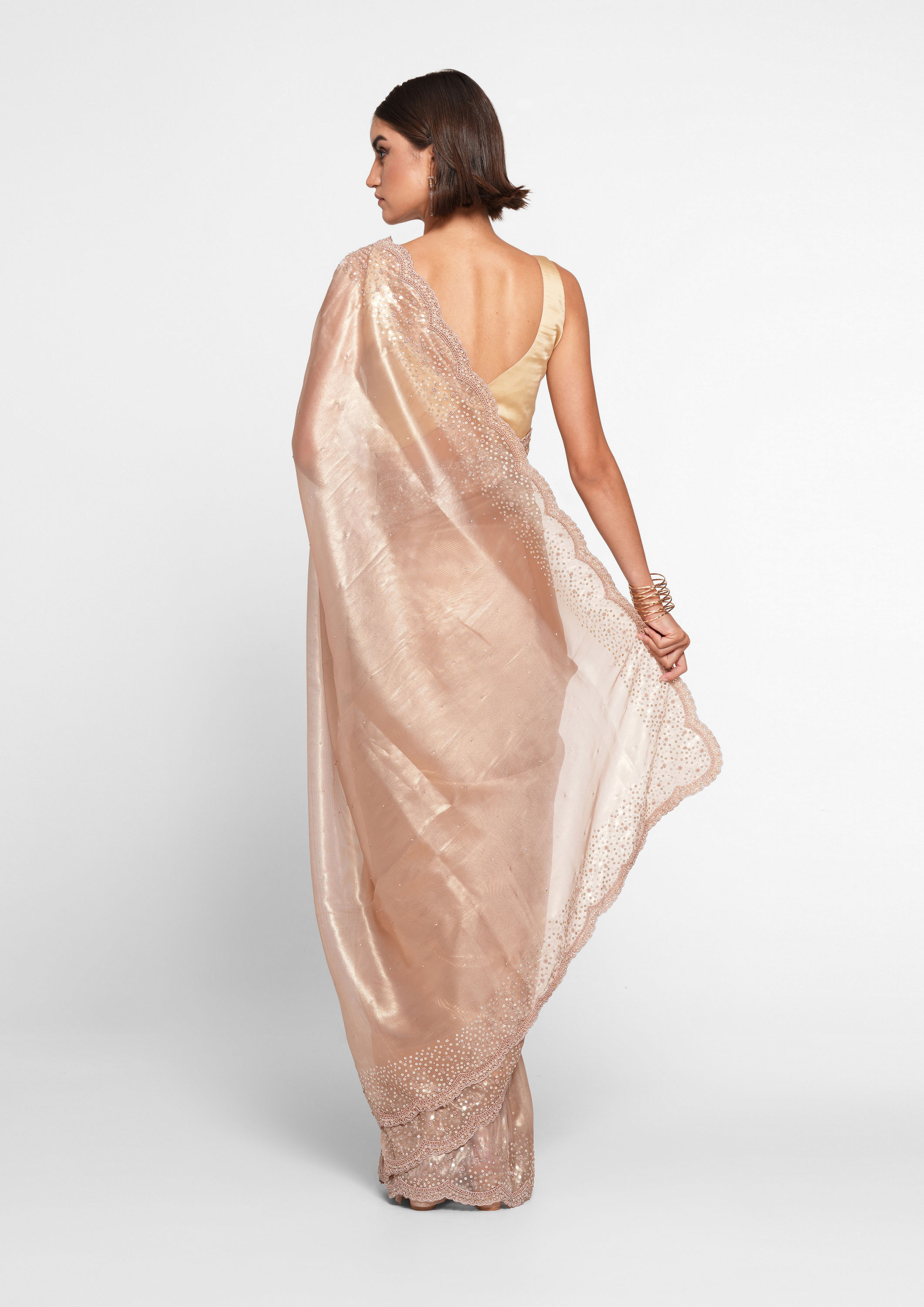 Twamev Women Fawn Festive Organza Saree