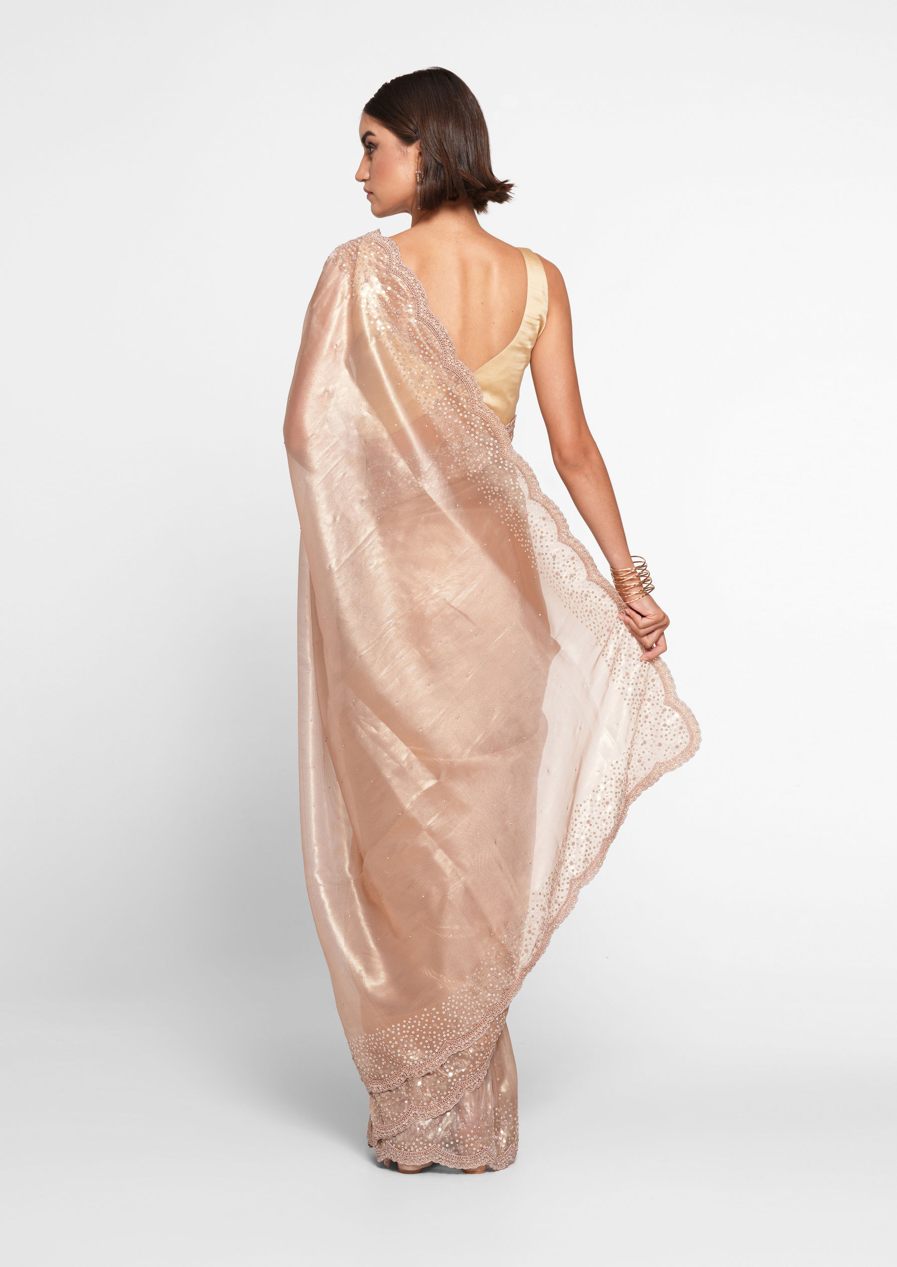 Twamev Women Fawn Festive Organza Saree