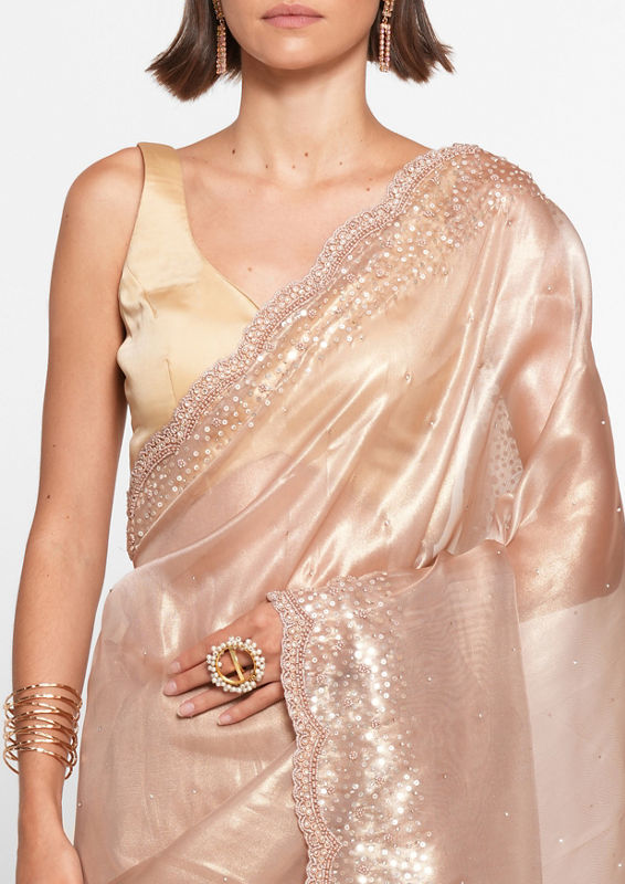 Twamev Women Fawn Festive Organza Saree