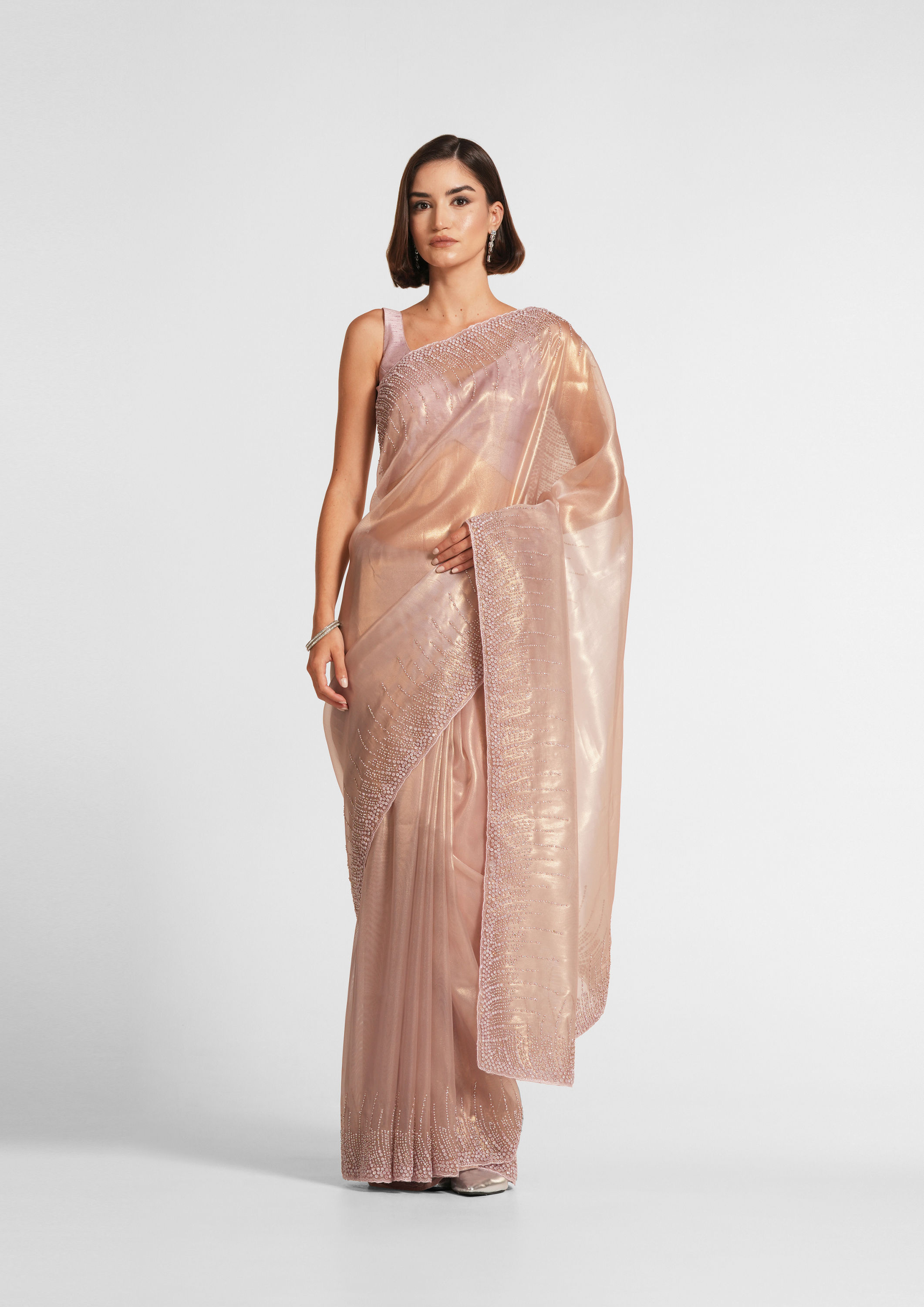 Twamev Women Enchanting Purple Organza Saree