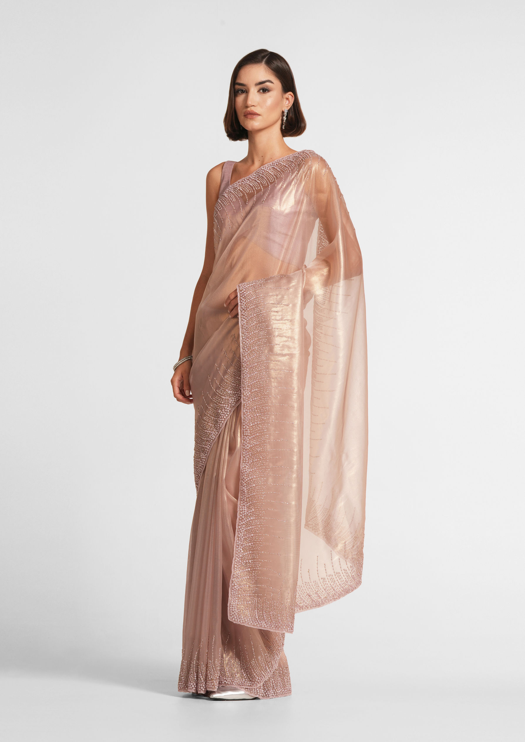 Twamev Women Enchanting Purple Organza Saree