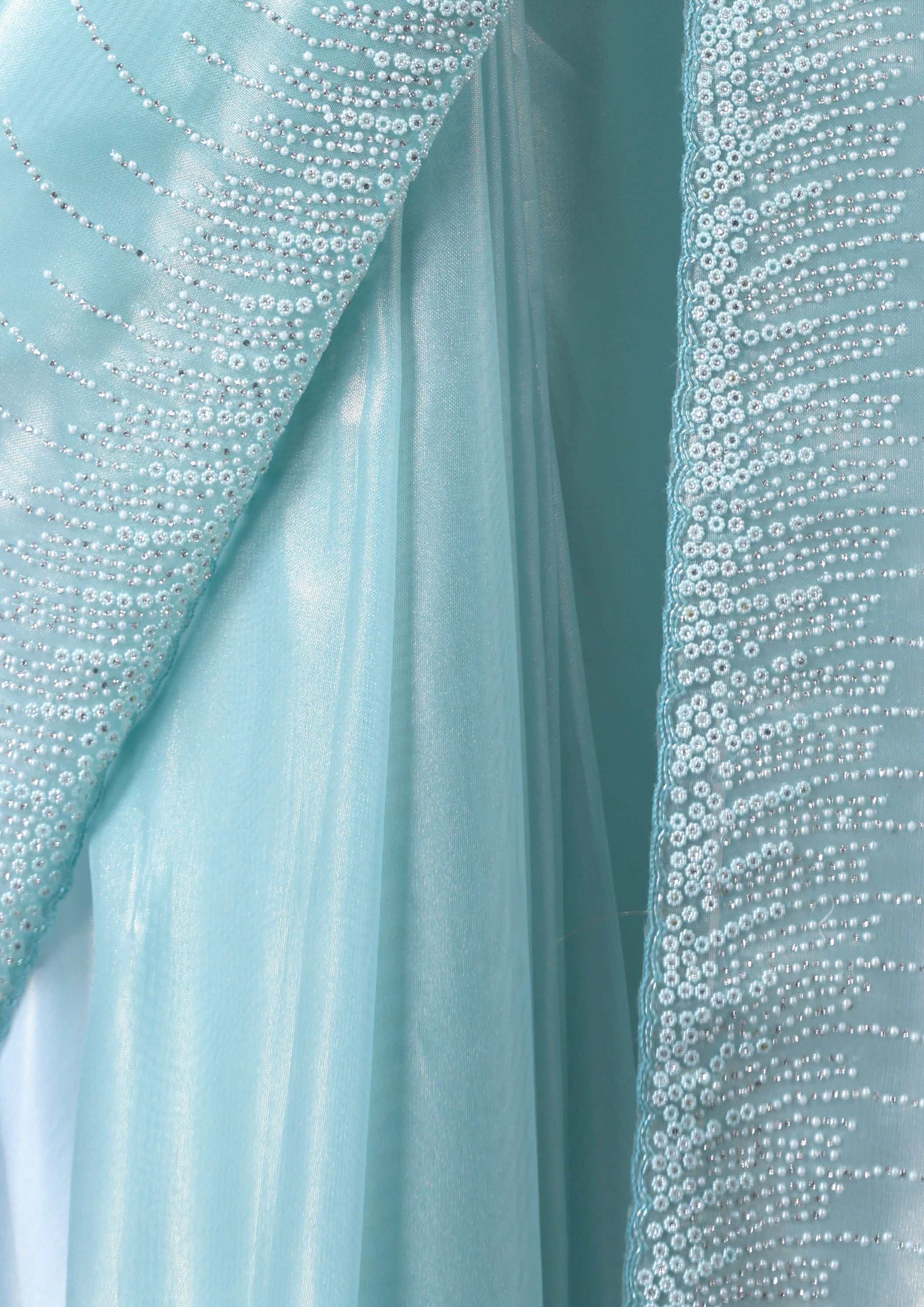 Twamev Women Sophisticated Sea Green Organza Saree