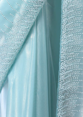 alt message - Twamev Women Sophisticated Sea Green Organza Saree image number 4