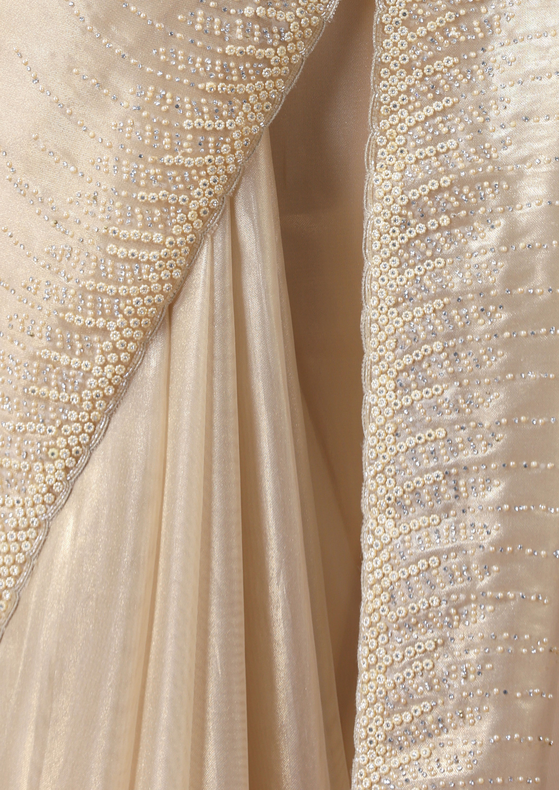 Twamev Women Opulent Fawn Organza Saree
