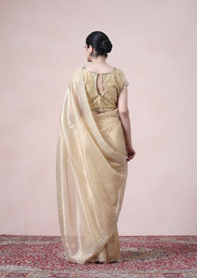 alt message - Twamev Women Opulent Fawn Organza Saree image number 2