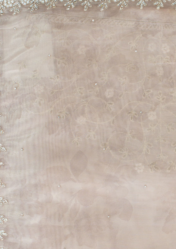 Twamev Women Peach Elegance Organza Saree