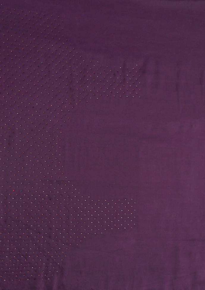 Twamev Women Dazzling Dark Purple Satin Saree