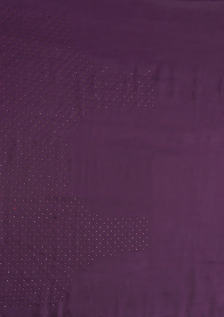 Twamev Women Dazzling Dark Purple Satin Saree