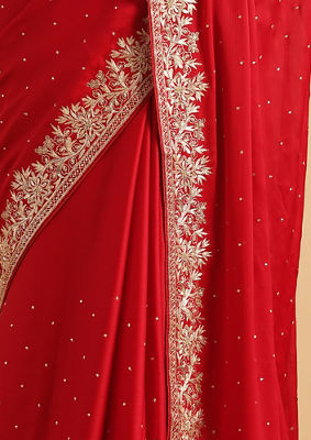 alt message - Twamev Women Timeless Red Bridal Saree image number 4