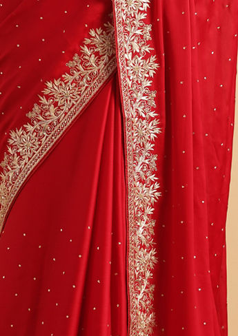 alt message - Twamev Women Timeless Red Bridal Saree image number 4