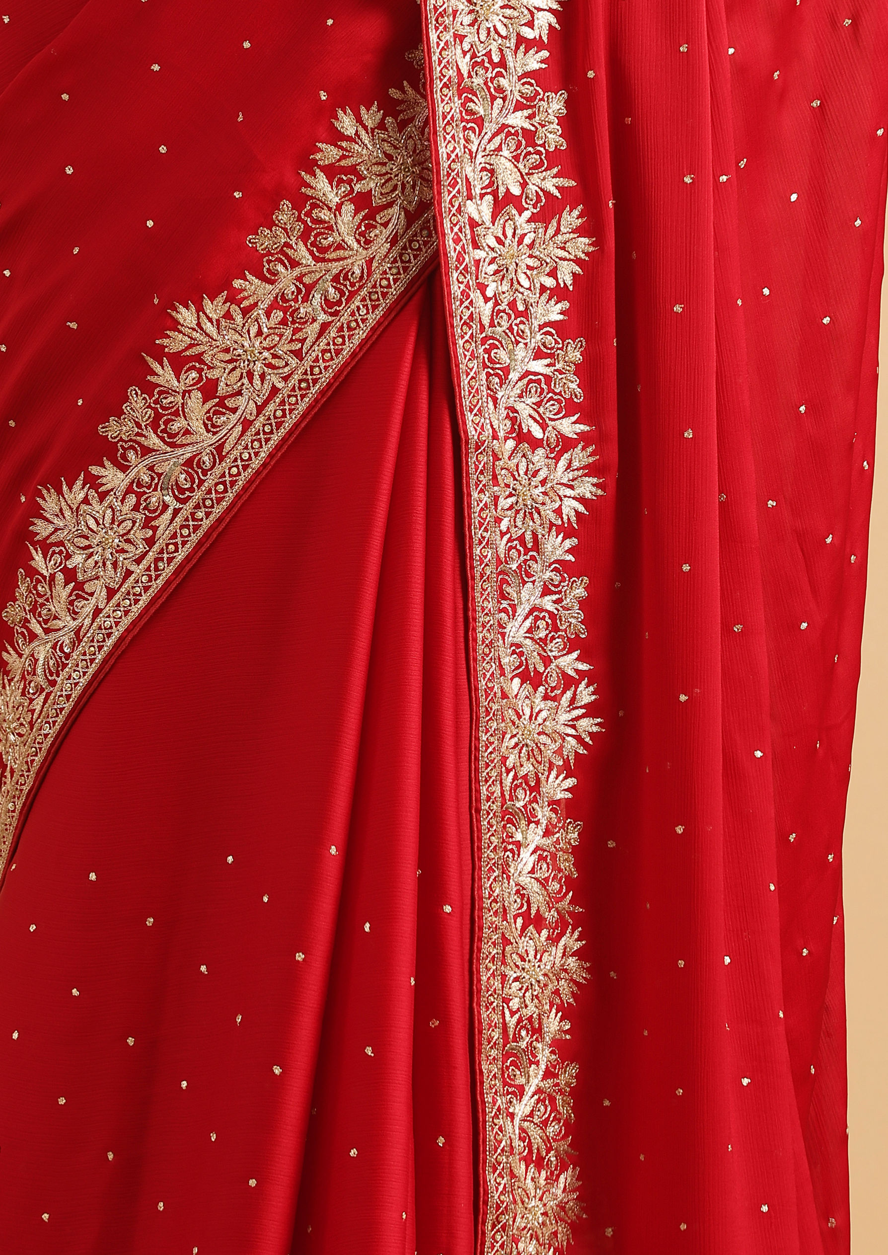 Twamev Women Timeless Red Bridal Saree image number 4