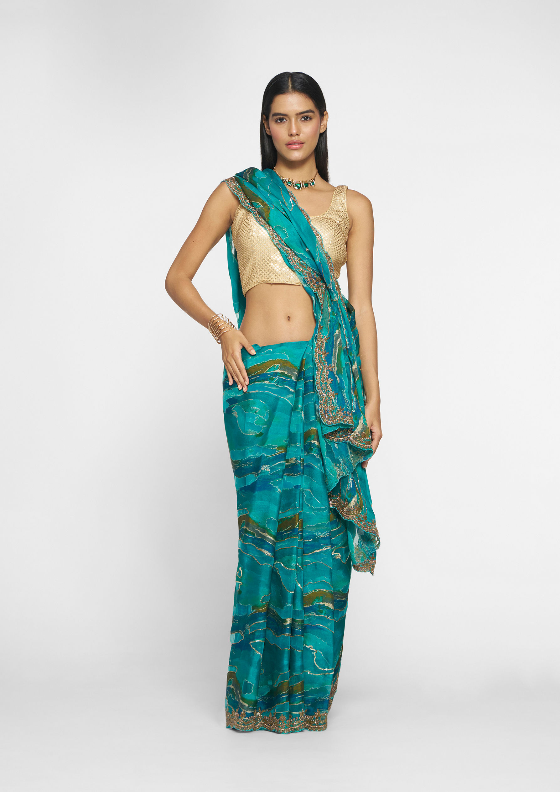 Twamev Women Ravishing Rama Green Saree