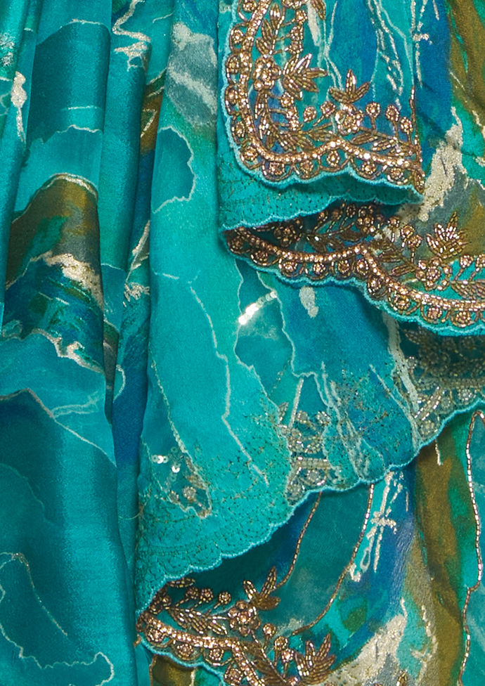 Twamev Women Ravishing Rama Green Saree