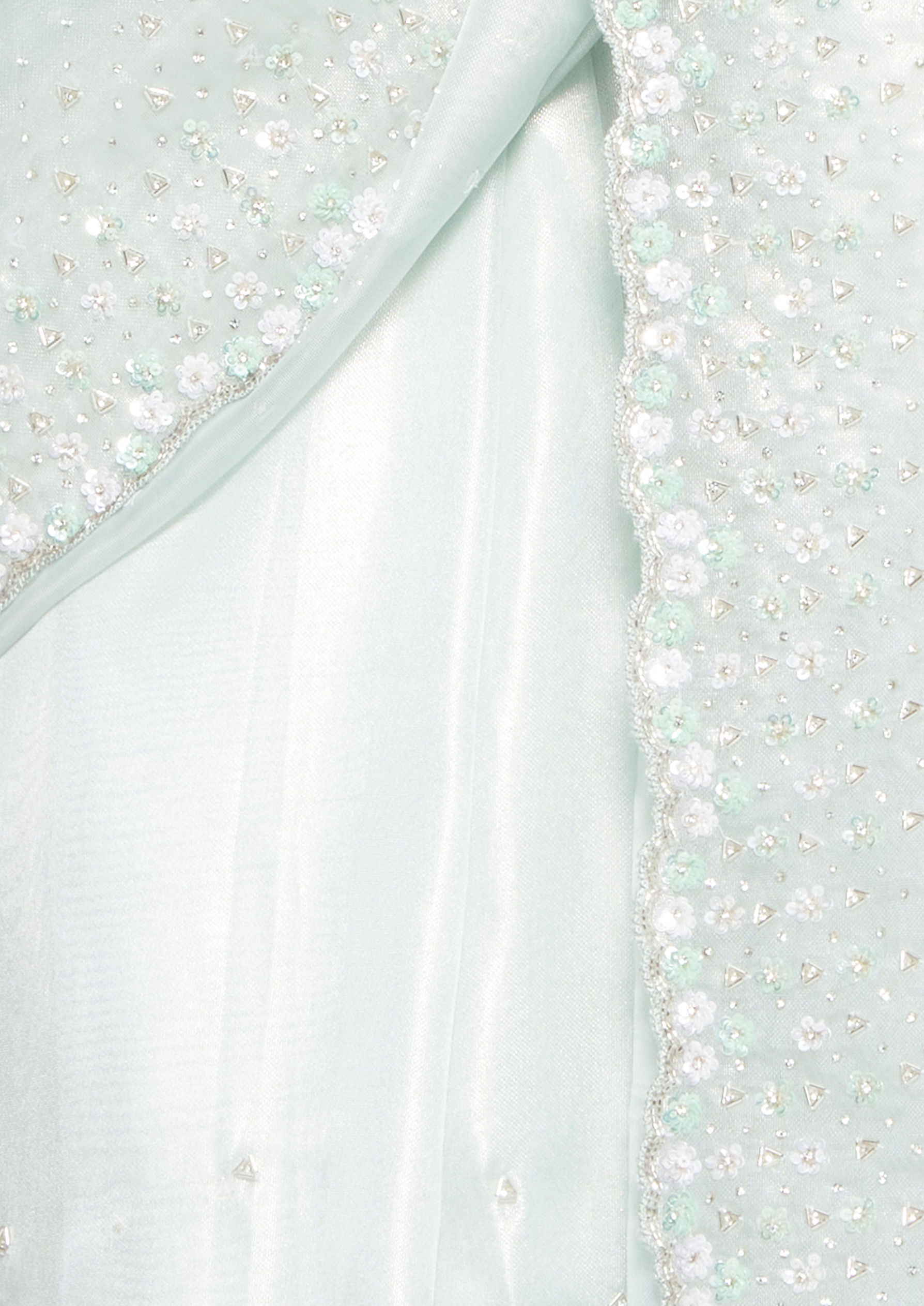 Twamev Women Ethereal Light Blue Organza Saree