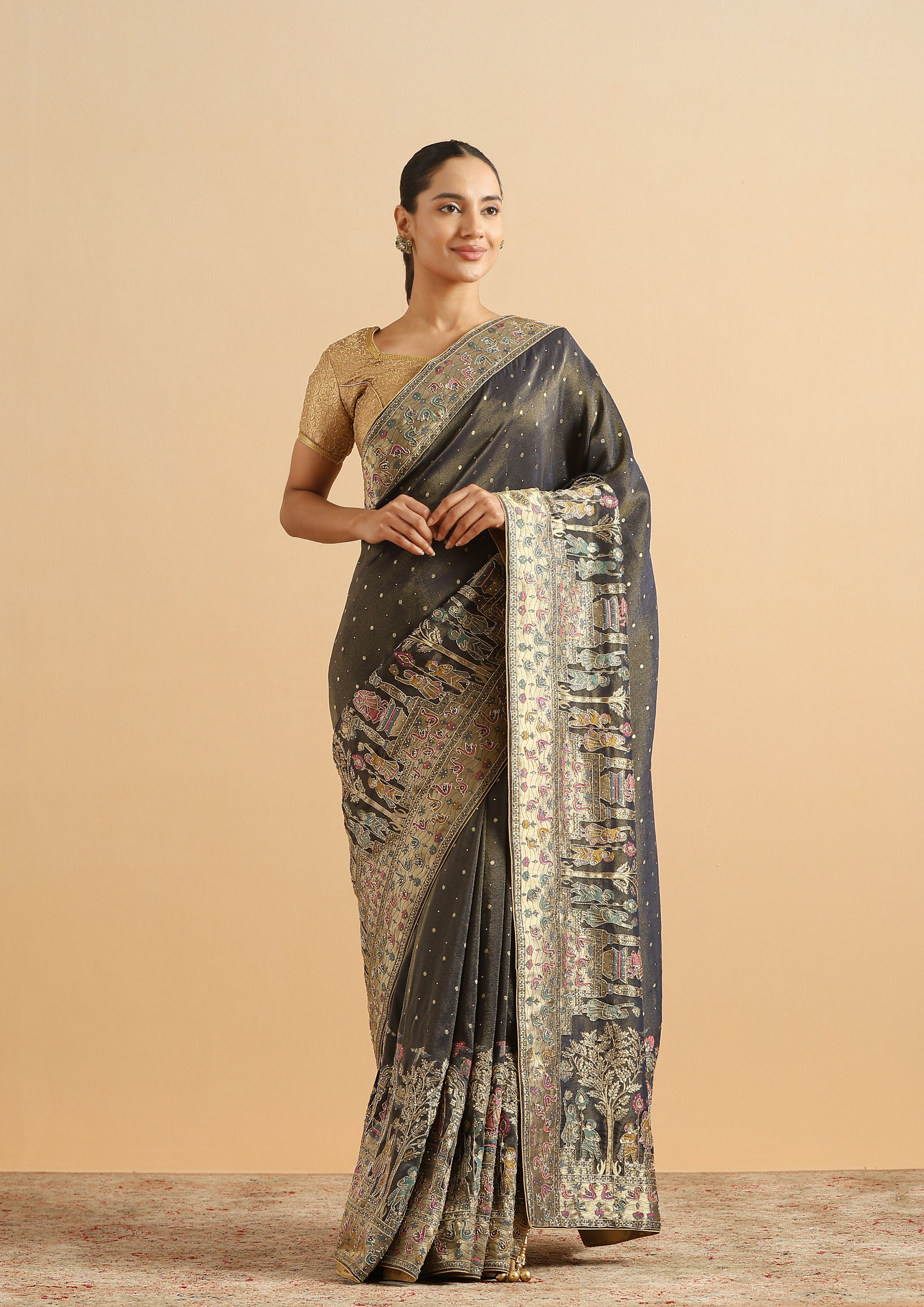 Twamev Women Divine Indigo Wedding Saree