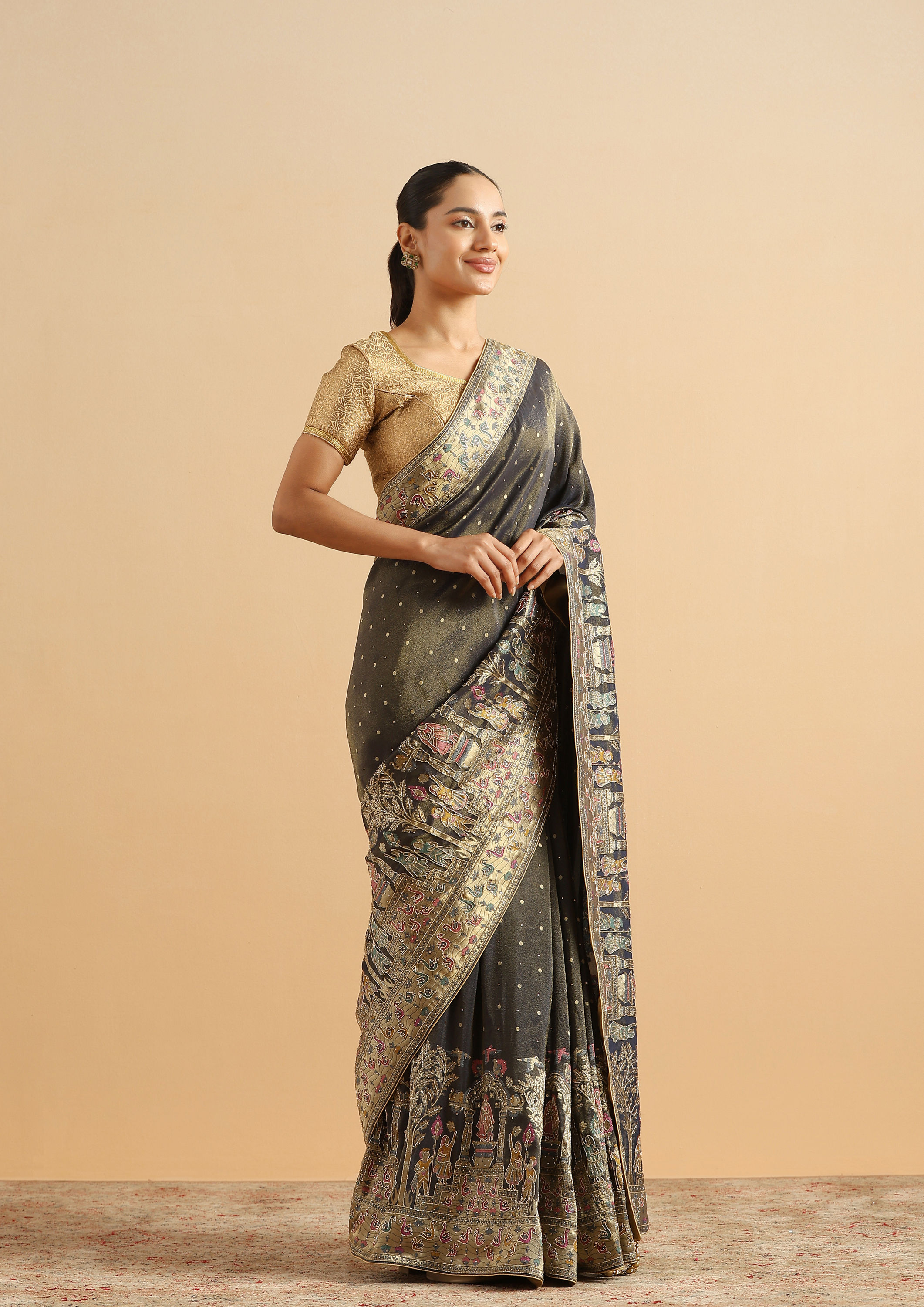 Twamev Women Divine Indigo Wedding Saree